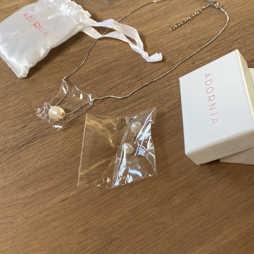 New Adorina 10mm Floating Pearl Necklace and SS 6mm Pearl Earrings